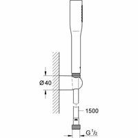 1 douchette avec tube d'écoulement Grohe Vitalio Get Stick 27459000 Chrome 150 cm 1 Position