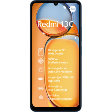 Smartphone Xiaomi Redmi 13C 6,74" ARM Cortex-A55 MediaTek Helio G85 4 GB RAM 128 GB Bleu Noir