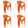 Chaise de jardin Garbar Delta Orange polypropylène 53 x 80 x 55 cm 53 x 55 x 80 cm 4 Unités (4 Pièces)