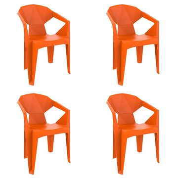 Chaise de jardin Garbar Delta Orange polypropylène 53 x 80 x 55 cm 53 x 55 x 80 cm 4 Unités (4 Pièces)