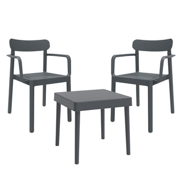 Ensemble Table + Chaises Garbar Alba-Elba Gris foncé 3 Pièces