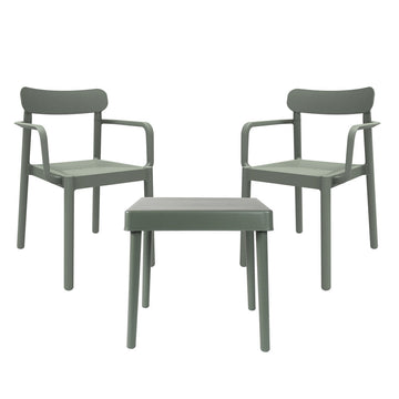 Ensemble Table + Chaises Garbar Alba-Elba Gris 3 Pièces