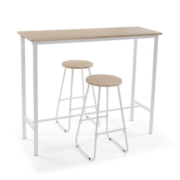 Ensemble Table + 2 Chaises Versa Blanc PVC Métal Bois MDF 40 x 120 x 100 cm