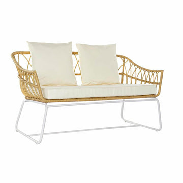 Canapé de jardin DKD Home Decor Blanc Métal rotin synthétique (132 x 58 x 80 cm)