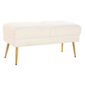 Banquette DKD Home Decor 106 x 45 x 50 cm Doré Métal Blanc