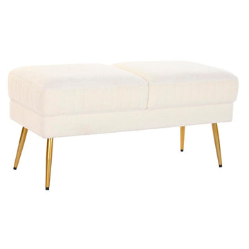 Banquette DKD Home Decor 106 x 45 x 50 cm Doré Métal Blanc