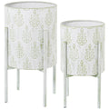 Set de pots de fleurs Alexandra House Living Blanc Vert Métal Volets Avec support (2 Pièces)