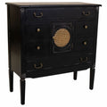 Commode Alexandra House Living Noir Rotin Bois d'épicéa Bois MDF 38 x 90 x 85 cm