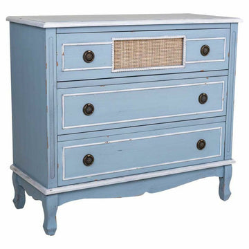 Commode Alexandra House Living Bleu Rotin Bois d'épicéa Bois MDF 38 x 80 x 90 cm