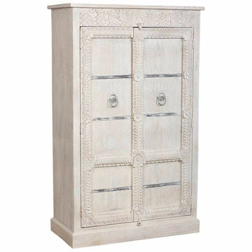 Garde-robe Alexandra House Living Blanc Bois de manguier 98 x 160 x 46 cm