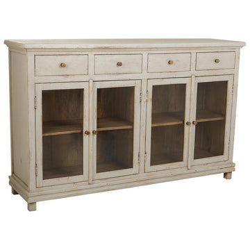 Buffet Alexandra House Living Blanc Bois verre 40 x 100 x 160 cm