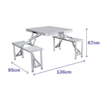 Table de pique-nique Marbueno Aluminium Gris 136 x 67 x 85 cm