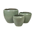 Set de pots de fleurs Romimex Vert Porcelaine (3 Pièces)