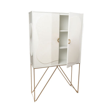 Armoire Romimex Blanc Doré Métal Bois MDF 100 x 170 x 35 cm