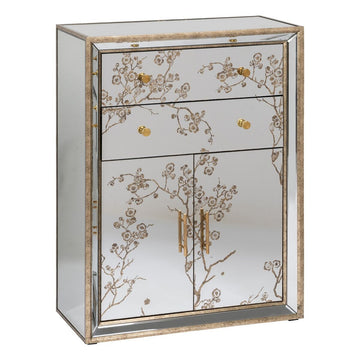 Buffet CHLOE Doré Miroir Verre Bois MDF 80 x 40 x 108 cm