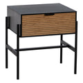 Table de Nuit ORLEANS Noir Naturel Fer Bois de frêne Bois MDF 51 x 40 x 54 cm