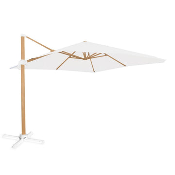 Parasol Tiber Blanc Aluminium bois de teck 300 x 400 x 250 cm