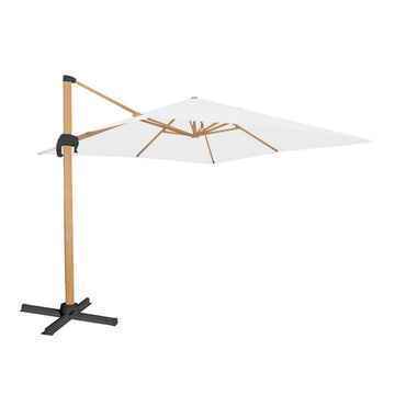 Parasol Tiber Graphite Aluminium bois de teck 300 x 300 x 250 cm