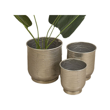 Set de pots de fleurs Romimex Argenté Métal (3 Pièces)