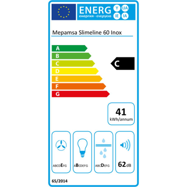 Hotte standard Mepamsa Slimline 60 60 cm 290 m³/h 65W C Acier