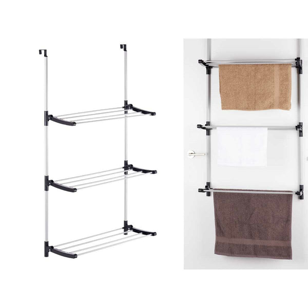 Séchoir Pliable Noir Argenté 65,5 x 29 x 129 cm Portes (12 Unités)