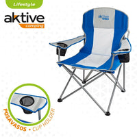 Chaise de camping pliante Aktive Bleu Gris 57 x 97 x 60 cm (4 Unités)