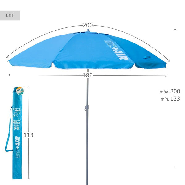 Parasol Aktive UV50 Ø 200 cm Bleu Polyester Aluminium 200 x 198,5 x 200 cm (6 Unités)