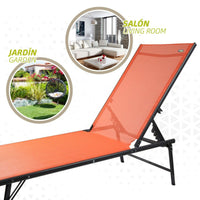 Chaise longue inclinable Aktive Orange 180 x 35 x 49 cm (2 Unités)